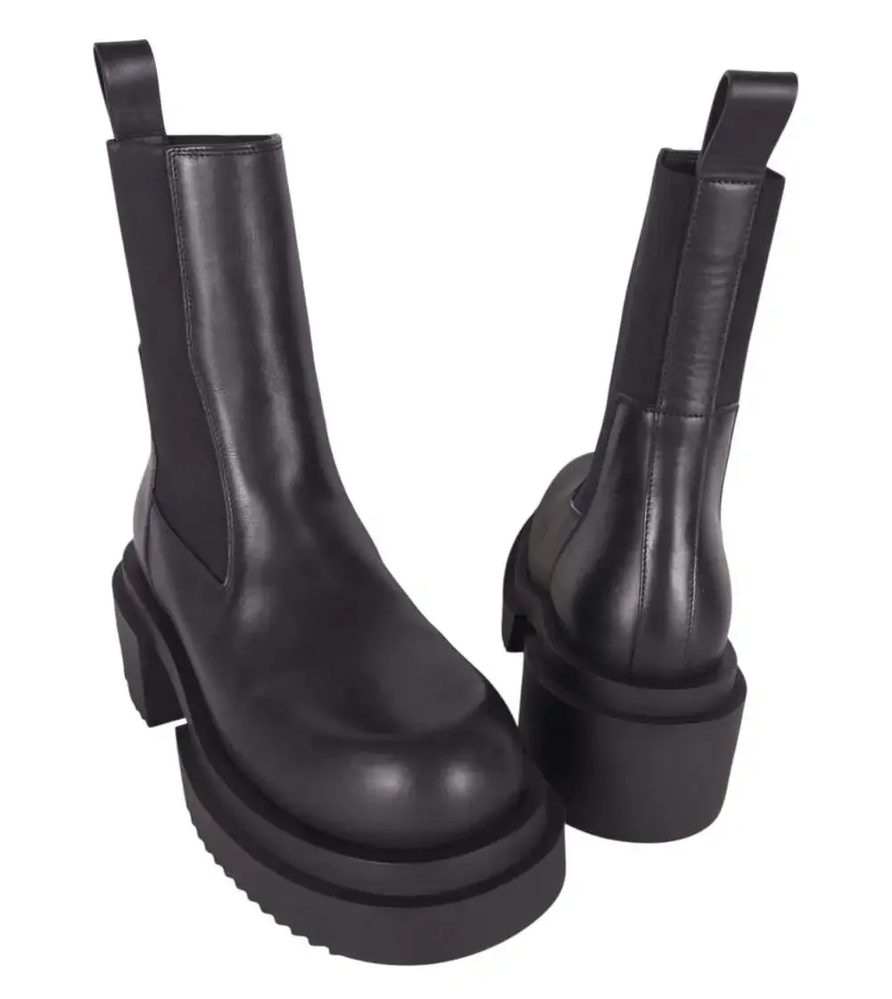 Rick Owens Beatle Bogun Boots US 7.5 EU 37.5 Womens Black Calf Leather $1860